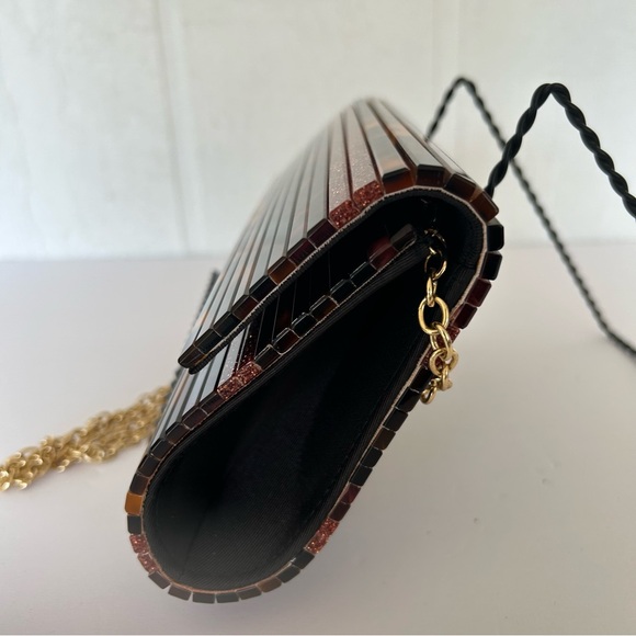 SONDRA ROBERTS FAUX TORTOISE SHELL CLUTCH EVENING BAG - Picture 13 of 14